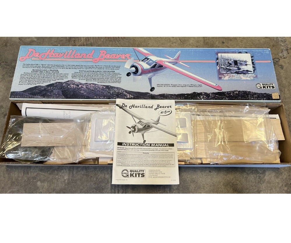 GLOBAL DEHAVILLAND DHC 2 BEAVER VINTAGE BALSA MODELO DE AVION KIT WS 64